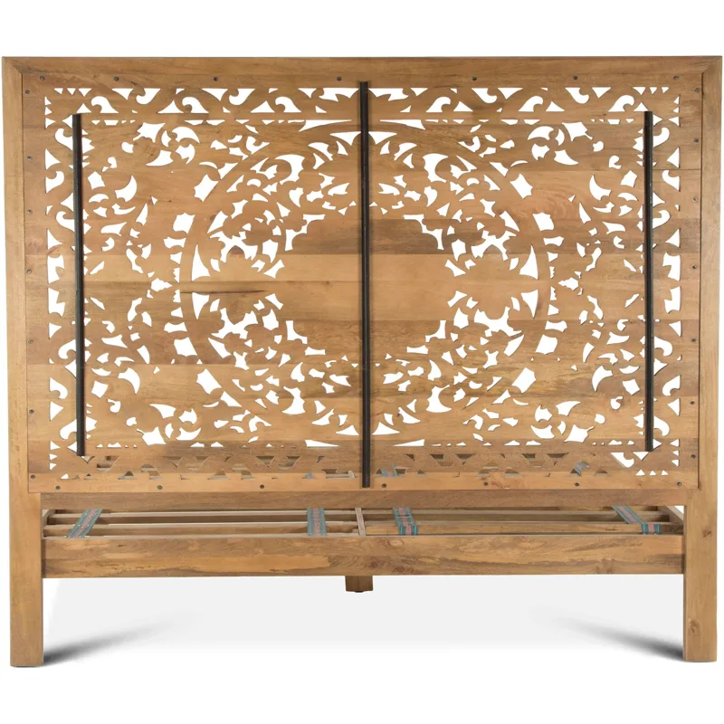 Taj Queen Bed in Hand Carved Whitewash