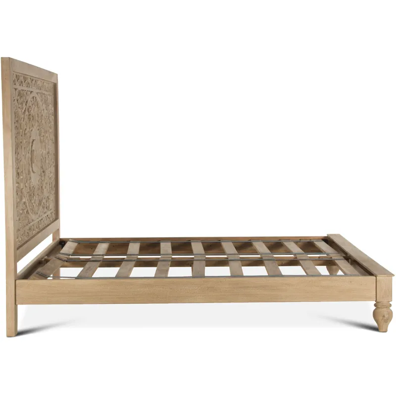 Taj Queen Bed in Hand Carved Whitewash