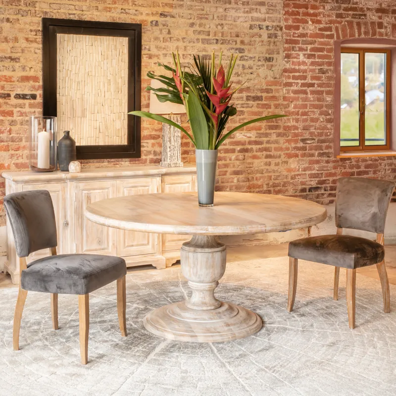 Taj 60" Round Dining Table in Heirloom White