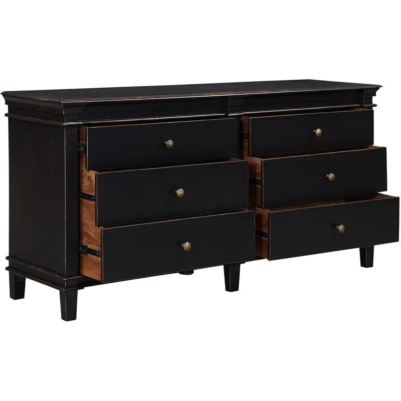 Turin 70" Dresser in Distressed Black
