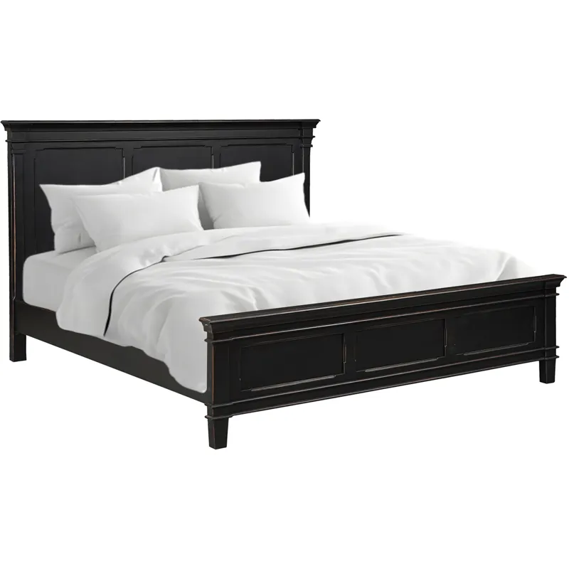 Turin King Bed in Distressed Black