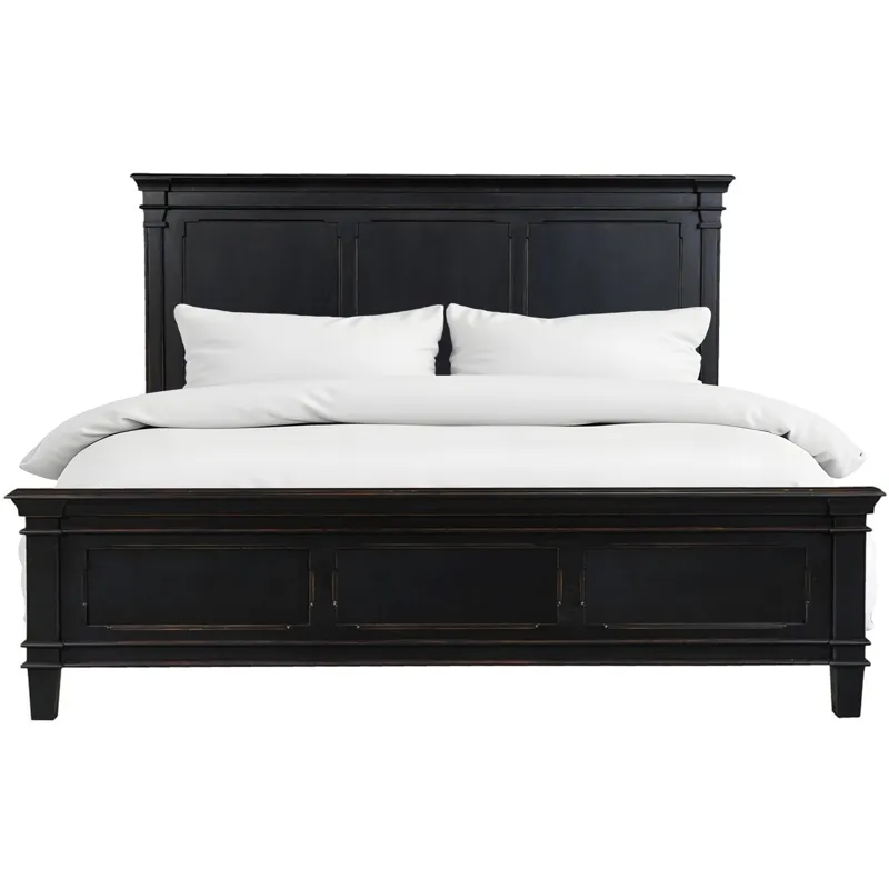 Turin King Bed in Distressed Black