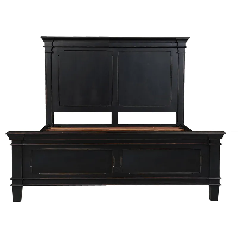 Turin Queen Bed in Distressed Black