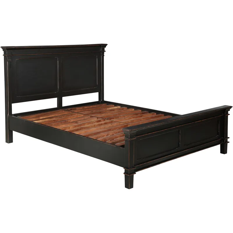Turin Queen Bed in Distressed Black