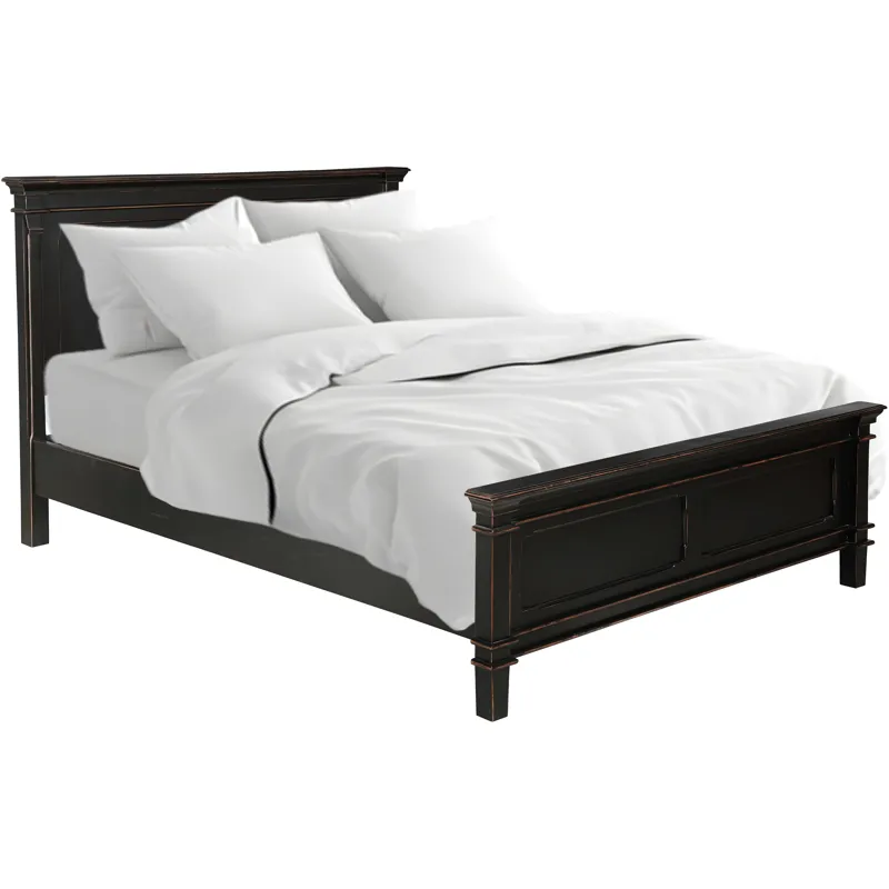 Turin Queen Bed in Distressed Black