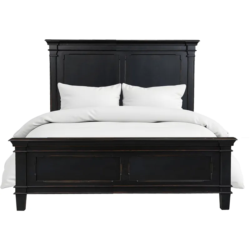 Turin Queen Bed in Distressed Black
