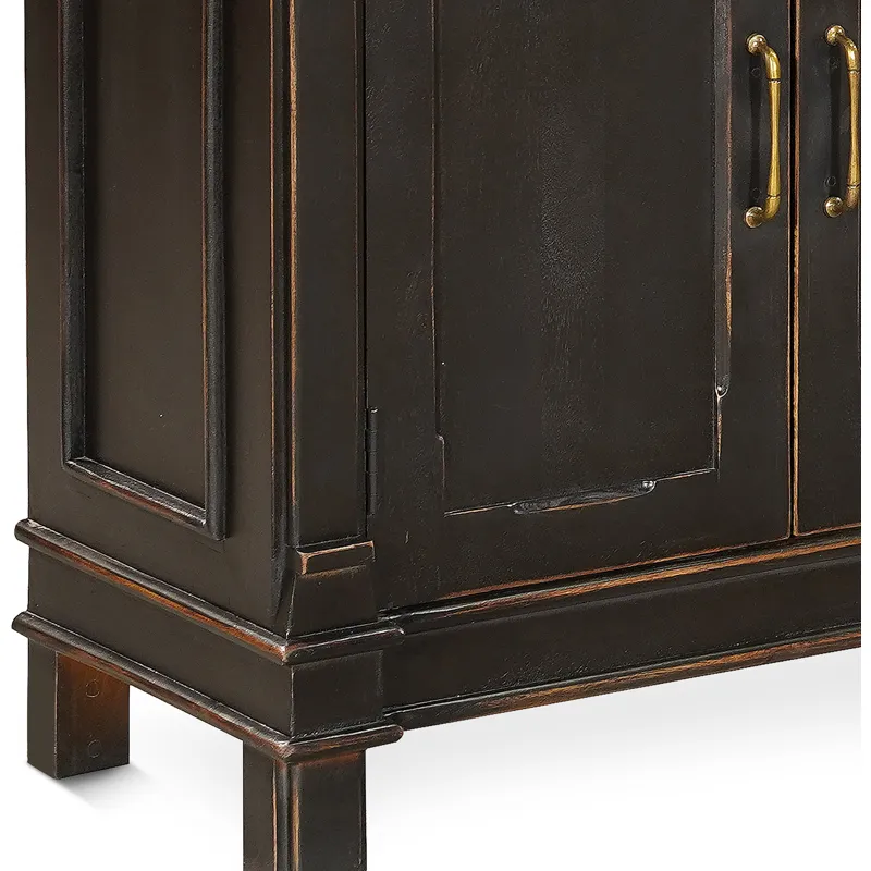 Turin 100" Sideboard in Distressed Black with Walnut Interior