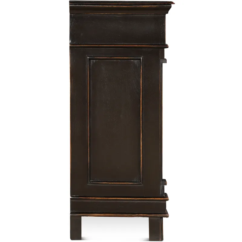 Turin 100" Sideboard in Distressed Black with Walnut Interior
