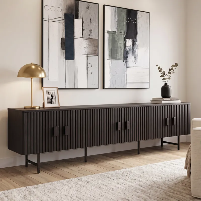 Verbania 98" Plasma Cabinet in Matte Black