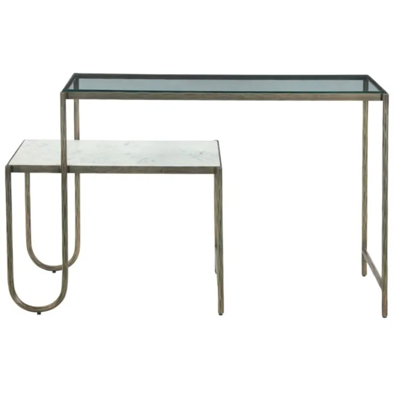 Venice 50" Nesting Console Table with Marble and Glass