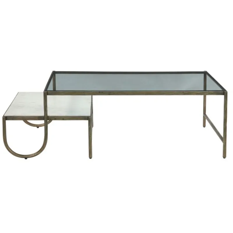 Venice 52" Nesting Coffee Table with Glass and Marble Top