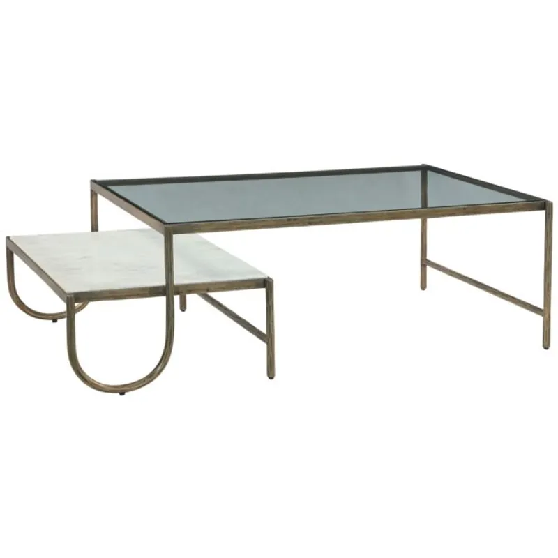 Venice 52" Nesting Coffee Table with Glass and Marble Top