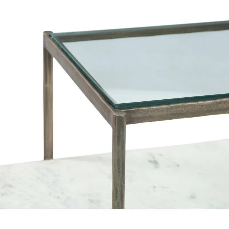 Venice 52" Nesting Coffee Table with Glass and Marble Top