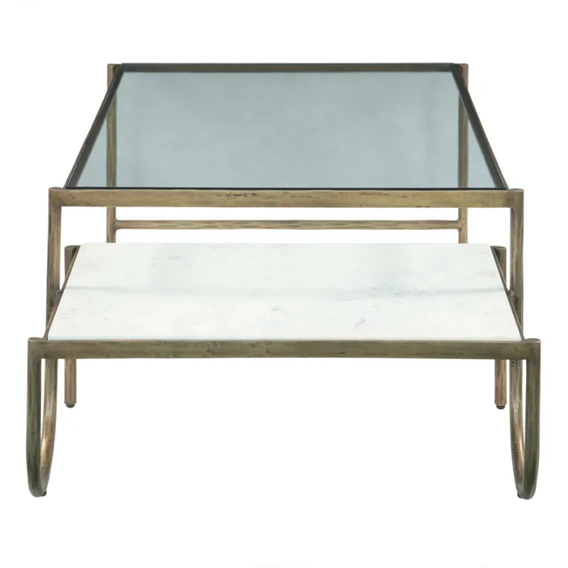 Venice 52" Nesting Coffee Table with Glass and Marble Top