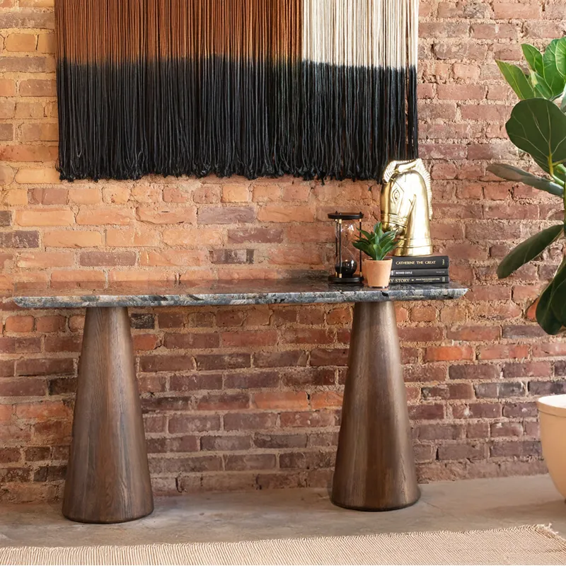 Vista 60" Console Table with Lava Marble and Dark Base
