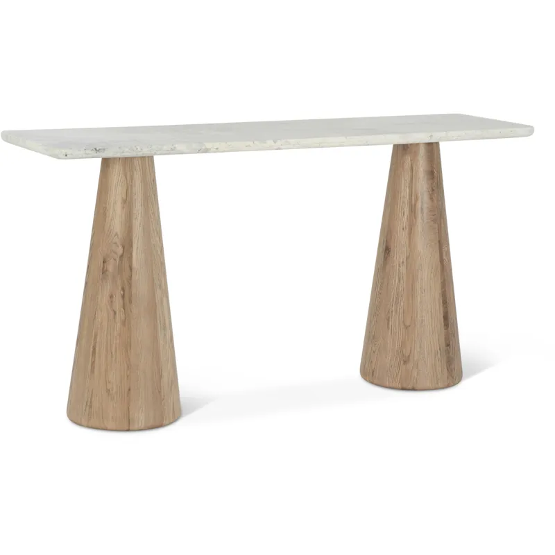 Vista 60" Console Table with White Travertine and Light Base