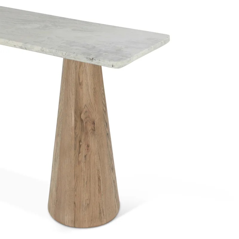 Vista 60" Console Table with White Travertine and Light Base
