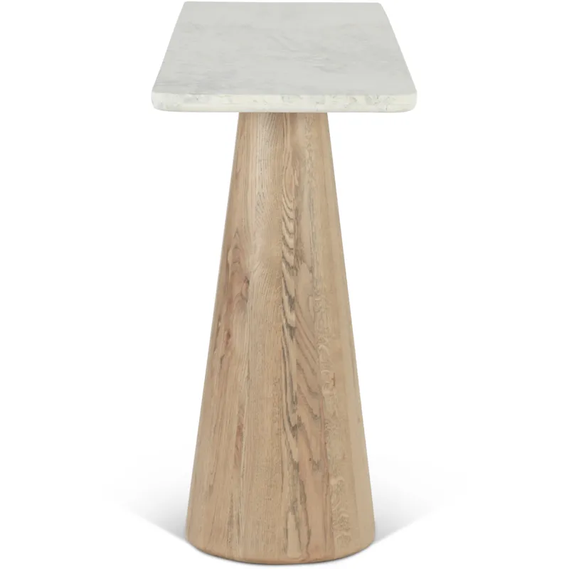 Vista 60" Console Table with White Travertine and Light Base