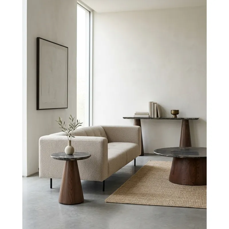 Vista 60" Console Table with Lava Marble and Dark Base