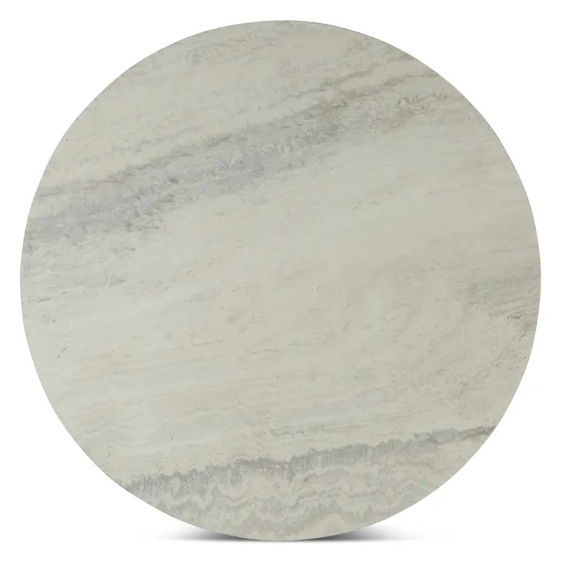 Vista 36" Coffee Table with White Travertine and Light Base
