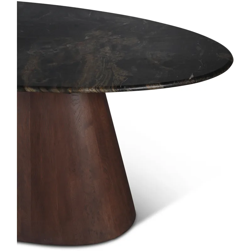 Vista 90" Oval Dining Table in Lava Marble with Dark Base