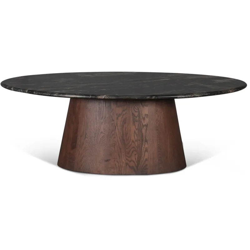 Vista 52" Oval Coffee Table in Lava Marble with Dark Base