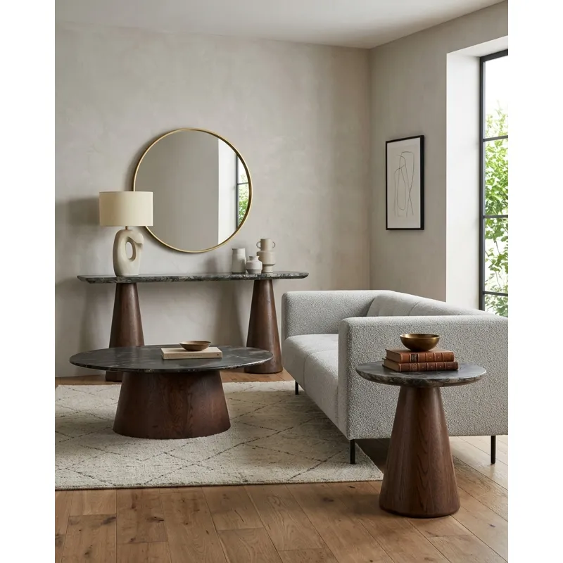 Vista 60" Console Table with Lava Marble and Dark Base