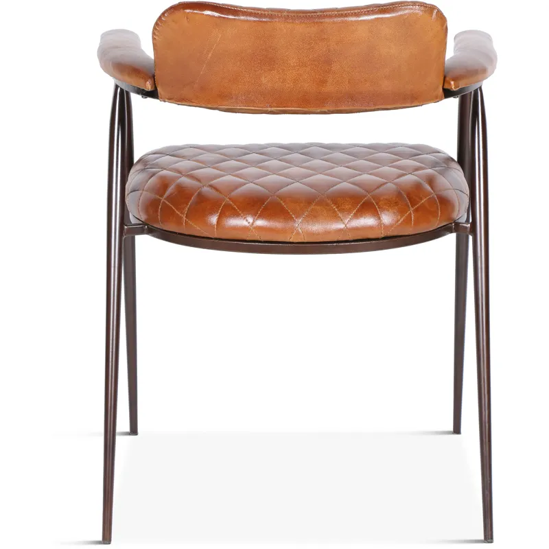 Wellington 23" Dining Armchair in Diamond Leather and Iron