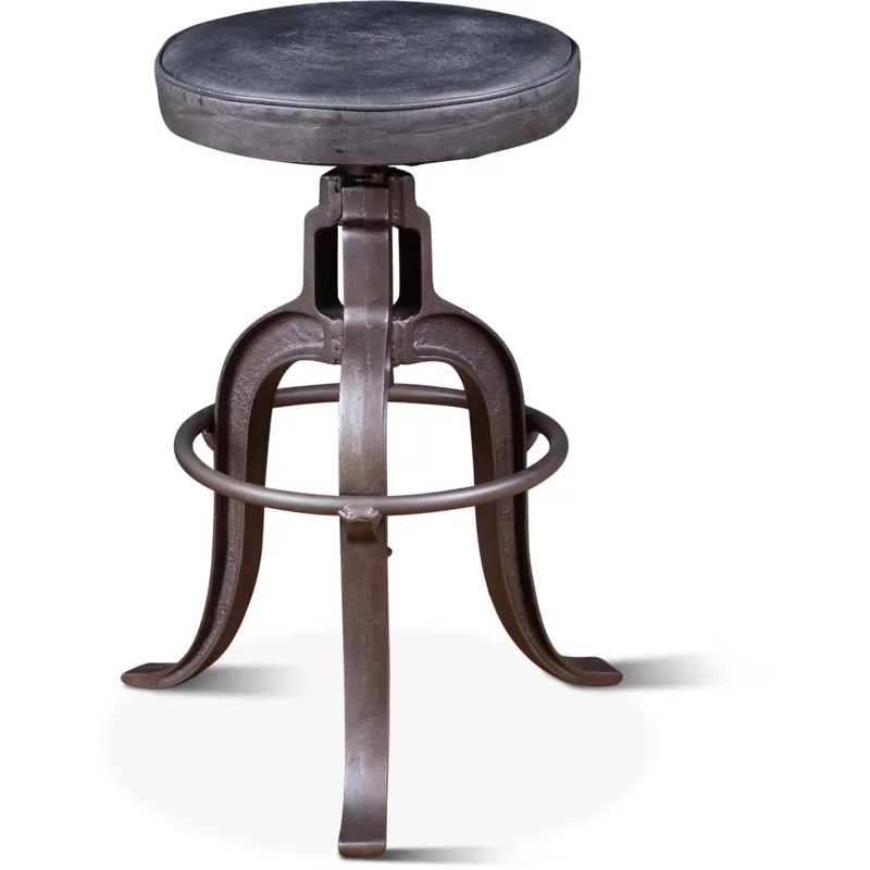 Wellington 13" Adjustable Stool in Black Top Grain Leather