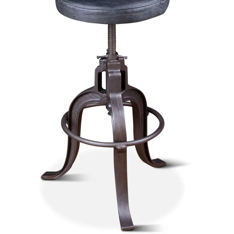 Wellington 13" Adjustable Stool in Black Top Grain Leather