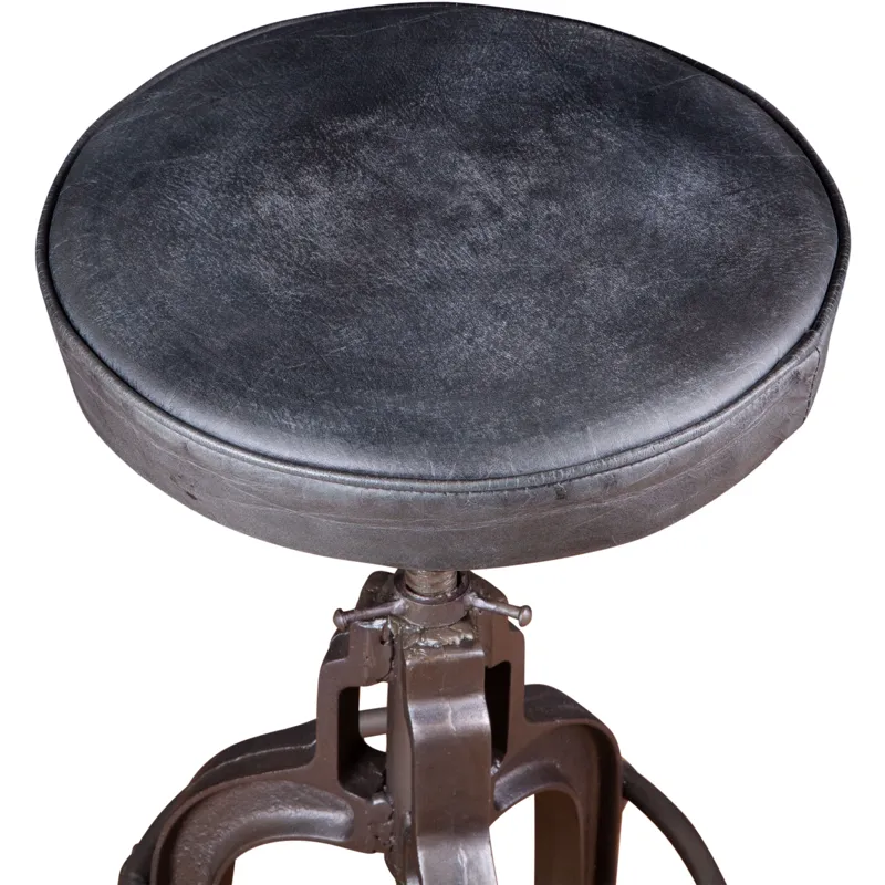 Wellington 13" Adjustable Stool in Black Top Grain Leather