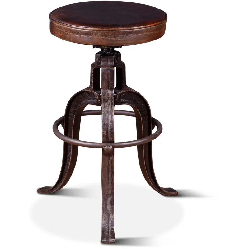 Wellington 13" Adjustable Stool in Brown Top Grain Leather