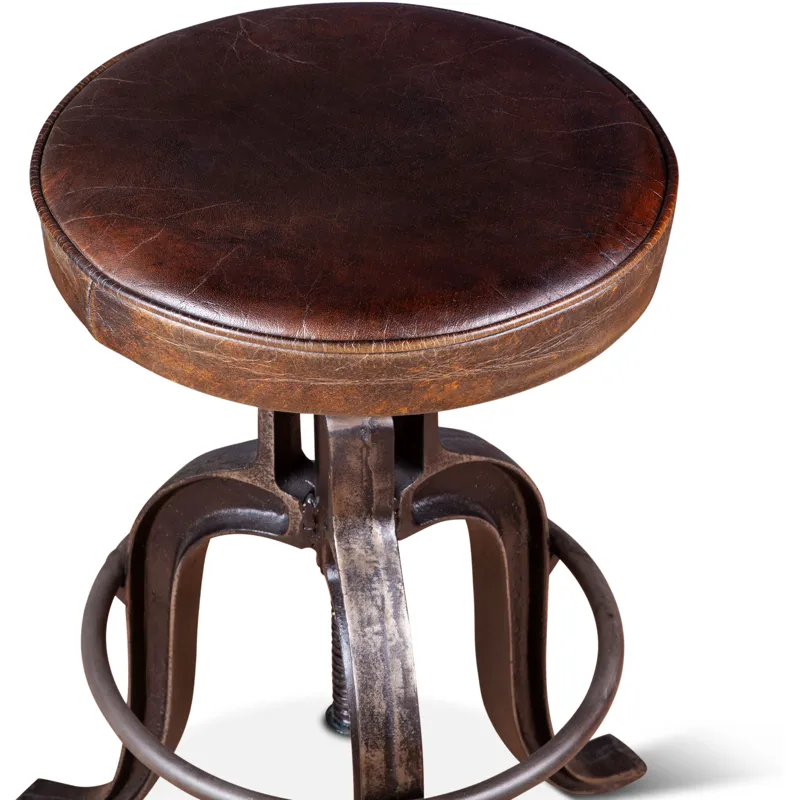 Wellington 13" Adjustable Stool in Brown Top Grain Leather