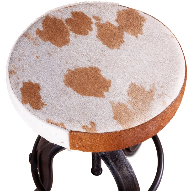 Wellington 13" Adjustable Stool in Brown Hair on Hide