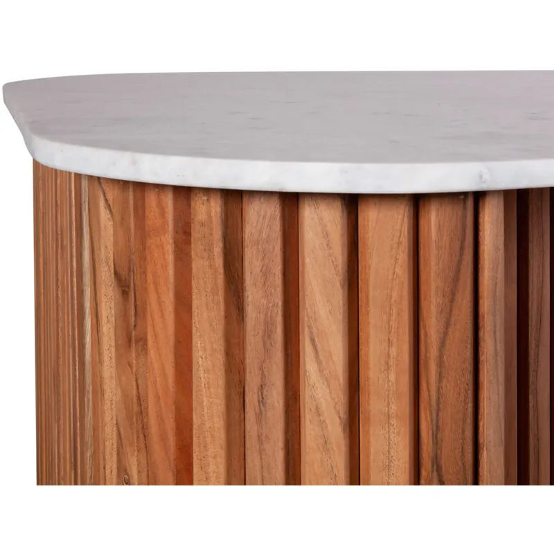 Wales 68" Kitchen Island in Natural Acacia with White Marble Top