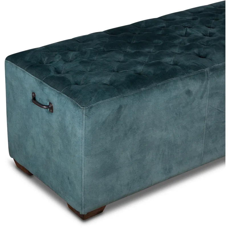 Grosvenor D'Orsay 79" Upholstered Bench in Green Velvet
