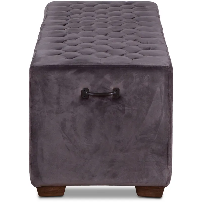 Grosvenor D'Orsay 59" Upholstered Bench in Asphalt Velvet