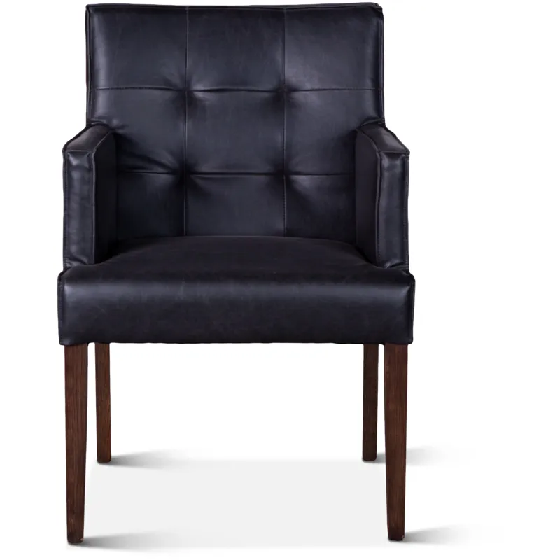 Grosvenor Madison 24" Dining Armchair in Black Leather with Dark Legs