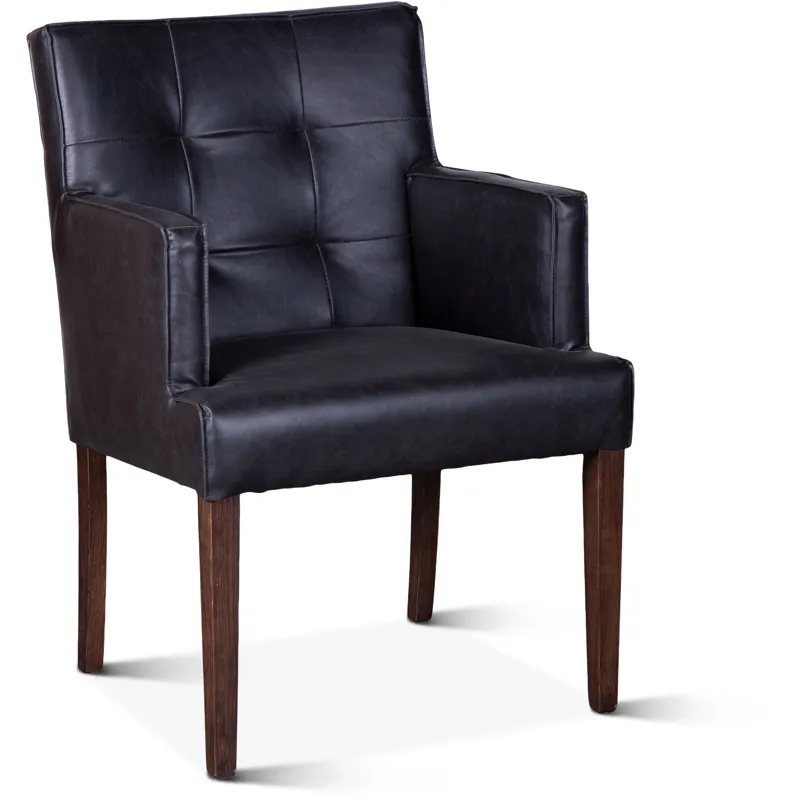 Grosvenor Madison 24" Dining Armchair in Black Leather with Dark Legs