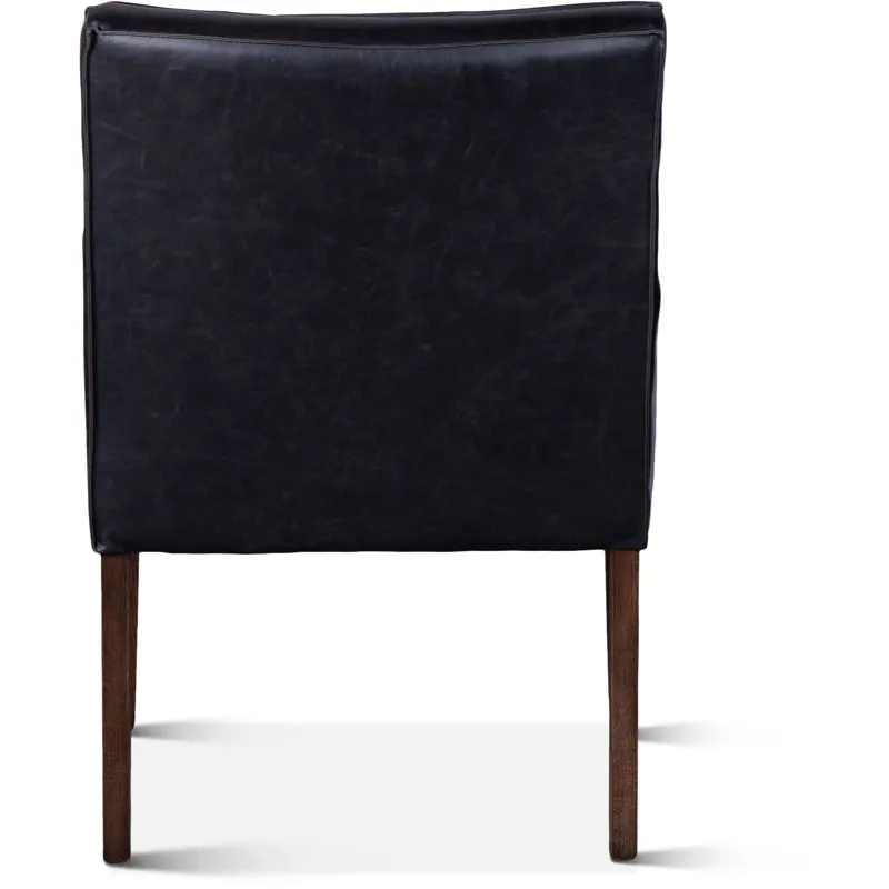 Grosvenor Madison 24" Dining Armchair in Black Leather with Dark Legs