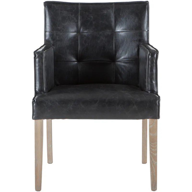 Grosvenor Madison 24" Dining Armchair in Black Leather with Light Legs