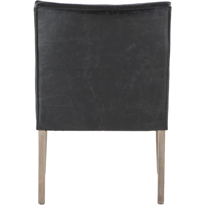 Grosvenor Madison 24" Dining Armchair in Black Leather with Light Legs