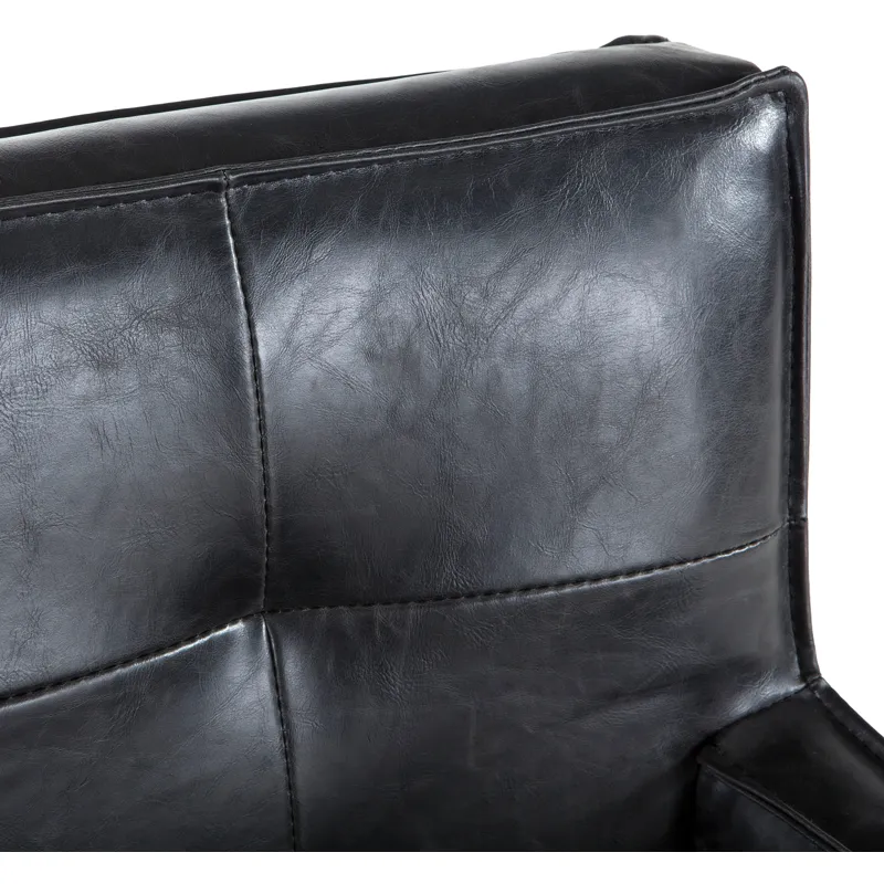 Grosvenor Madison 24" Dining Armchair in Black Leather with Light Legs