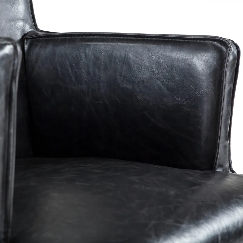 Grosvenor Madison 24" Dining Armchair in Black Leather with Light Legs
