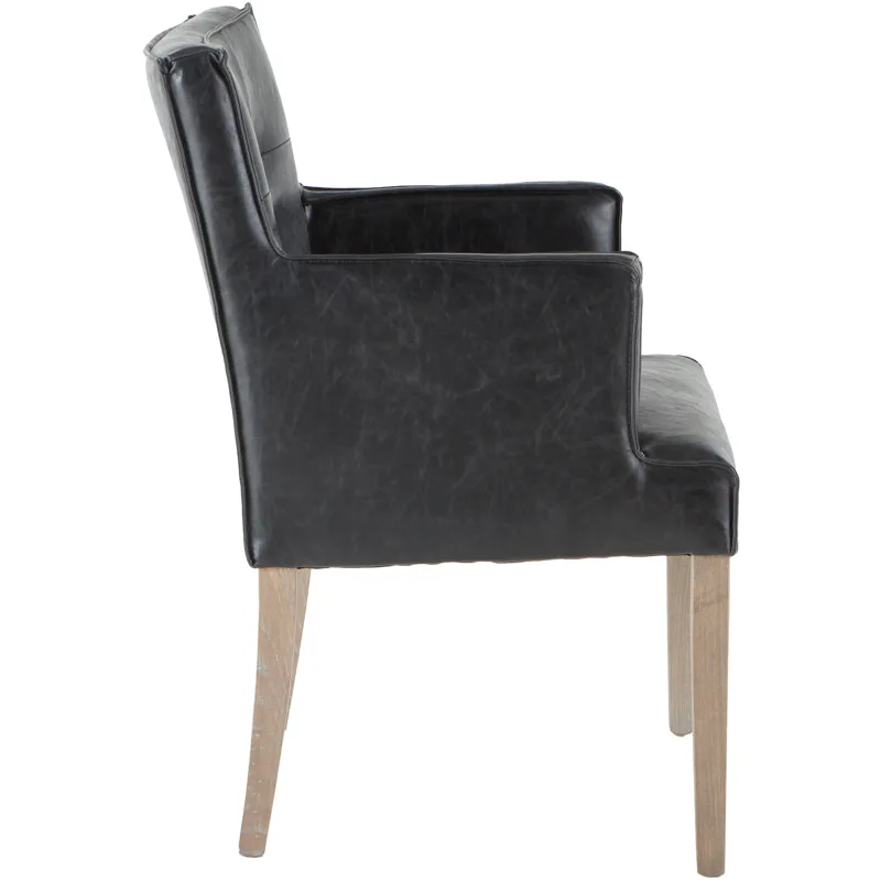 Grosvenor Madison 24" Dining Armchair in Black Leather with Light Legs