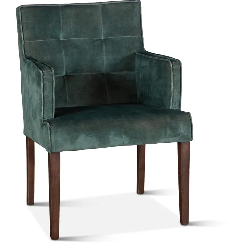 Grosvenor Madison 24" Dining Armchair in Green Velvet with Dark Legs