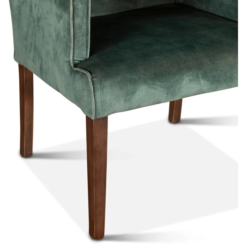 Grosvenor Madison 24" Dining Armchair in Green Velvet with Dark Legs