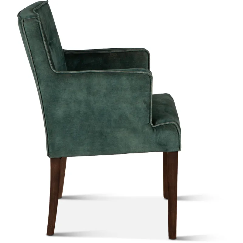 Grosvenor Madison 24" Dining Armchair in Green Velvet with Dark Legs