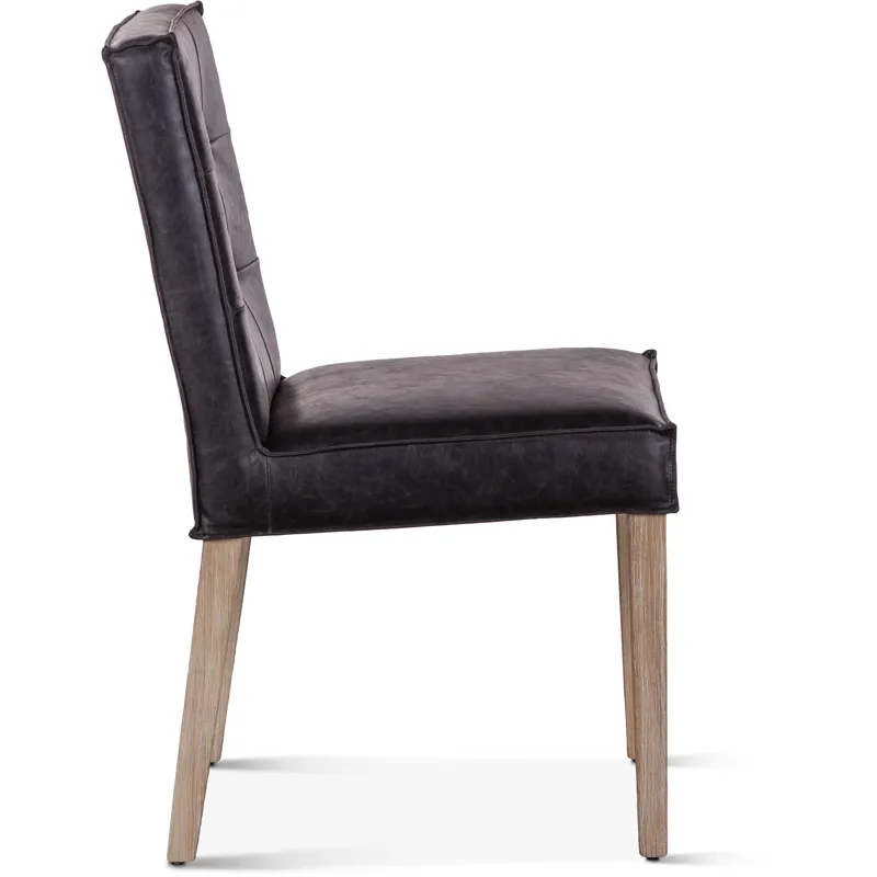 Grosvenor Madison 18" Dining Chair in Black Eco Leather with Light Legs