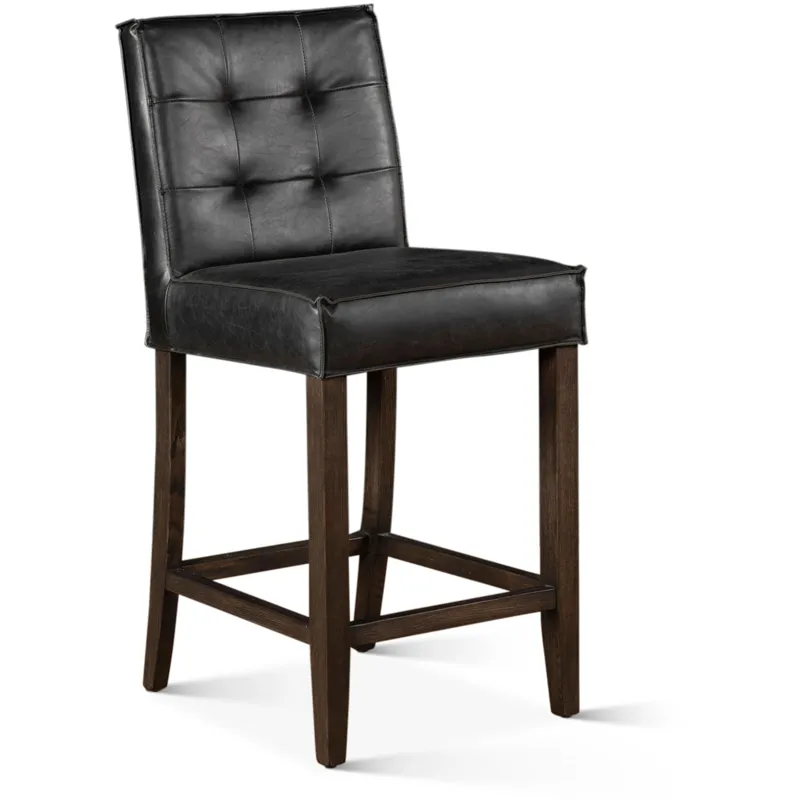 Grosvenor Madison Counter Chair in Black Leather with Dark Legs